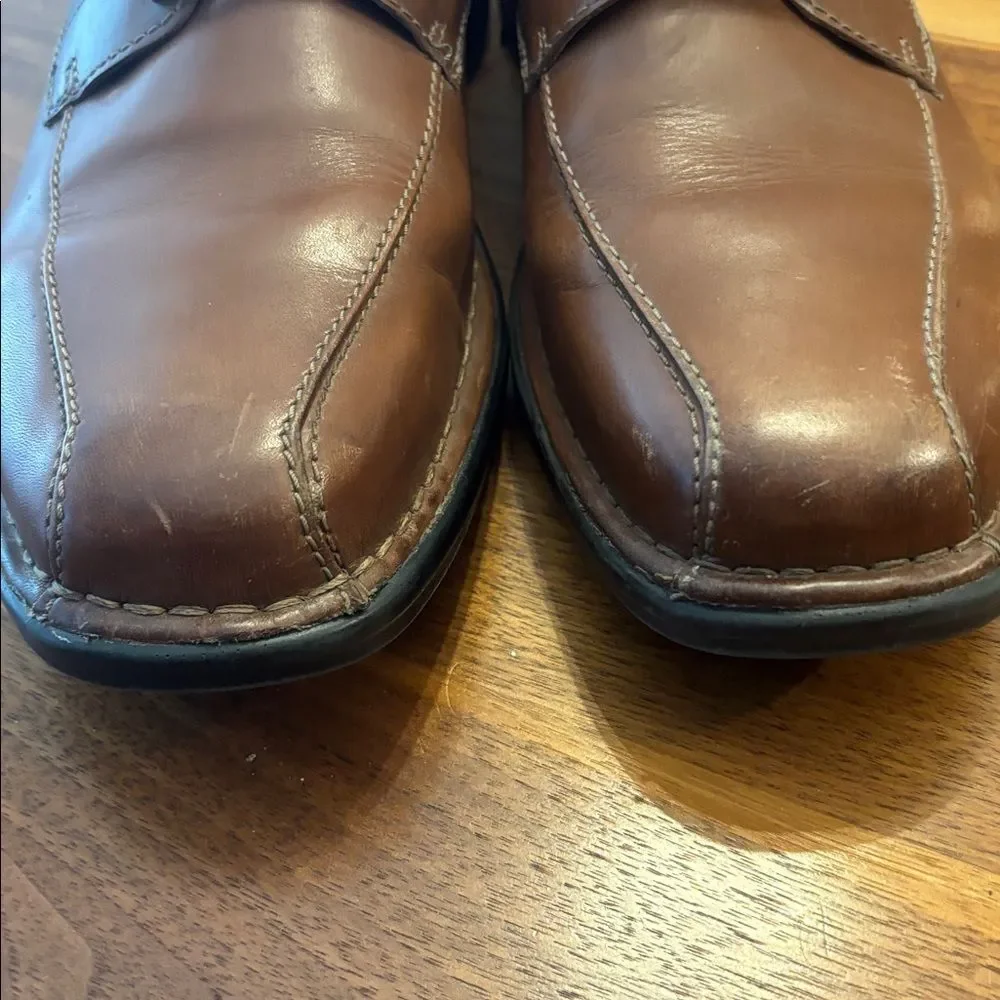 Clark’s Men’s Brown Kempton Run Leather Lace Up Dress Shoes Size 9 W